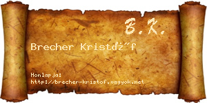 Brecher Kristóf névjegykártya