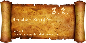 Brecher Kristóf névjegykártya